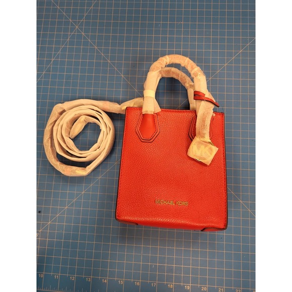 Michael Kors Handbag Red Leather Crossbody Satchel Purse Bag Small Mini